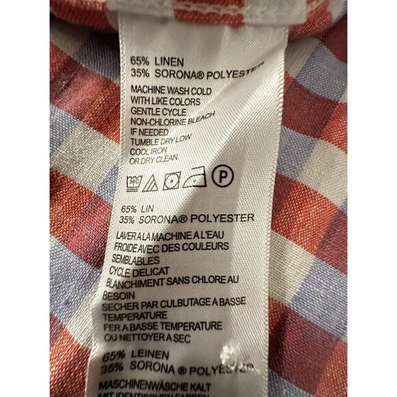 Tommy Bahama Linen‎ Blend Shirt Men L Plaid Gingham Short Sleeve Button Down Up - Picture 9 of 13